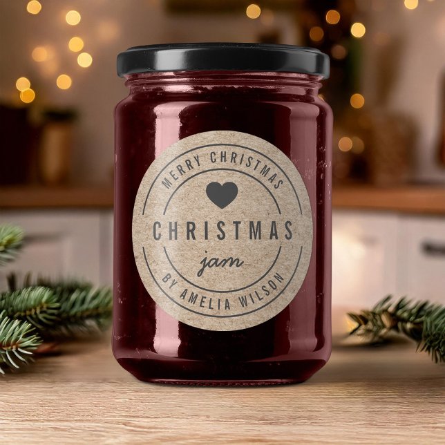 Pegatina Redonda Rustic Faux Kraft Navidades atan navidad (Subido por el creador)