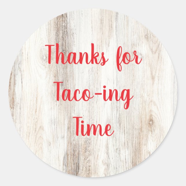 Pegatina Redonda Rustic Fiesta Shower Favor Stickers | Thank You (Anverso)