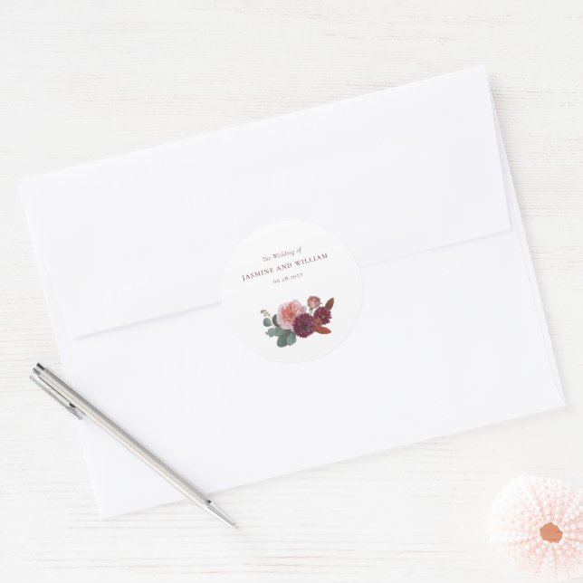 Pegatina Redonda Rustic Floral Bouquet Wedding Envelope seal (Sobre)