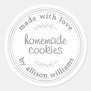 Pegatina Redonda Rustic Homemade Baked Goods Cookies Red