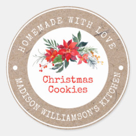 Pegatina Redonda Rustic Homemade with Love | Navidades Cookies