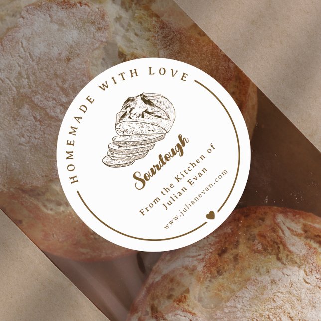 Pegatina Redonda Rustic Homemade with Love Sketch Bakery Sticker (Rustic Homemade with Love Sketch Bakery Sticker)