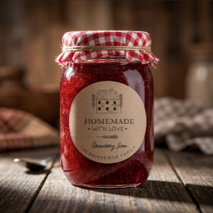 Pegatina Redonda Rustic Kraft Hogar Personalizada Pantry