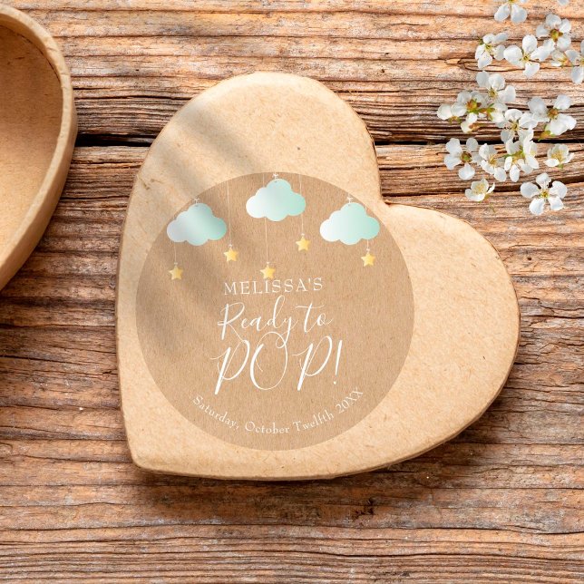 Pegatina Redonda Rustic Kraft Twinkle Twinkle Listo Para POP (Subido por el creador)