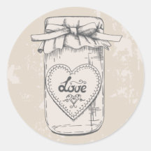 Rustic Mason Jar Love Hearts Tan Boda