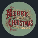 Pegatina Redonda Rustic Merry Christmas Gift Tag Pegatinas<br><div class="desc">pegatinas de la etiqueta de regalo "Feliz Navidad". Etiqueta a quién van y de dónde vienen tus regalos con estos pegatinas rústicos,  de estilo vintage. ¿Enviando muchos regalos? Personalizado rellena el campo de texto "De" para ahorrar tiempo.</div>