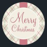 Pegatina Redonda Rustic Merry Christmas Pegatinas<br><div class="desc">Un patrón rústico de vacaciones estilo argyle decora a estos pegatinas Feliz Navidad. Utilice estos pegatinas de vacaciones de estilo vintage para Navidades,  sobres,  regalos,  horneado,  cocina,  un intercambio de galletas,  etiquetas de regalo,  bolsos de regalo,  regalos,  favores de fiesta,  artesanías,  etc... El diseño es de arte original.</div>