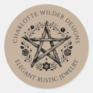Pegatina Redonda Rustic Pagan Wiccan Rustic Kraft