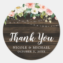 Rustic Pink Floral String Lights Boda Gracias