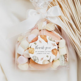 Pegatina Redonda Rustic Pumpkins Fall Baby Shower Thank You Favor