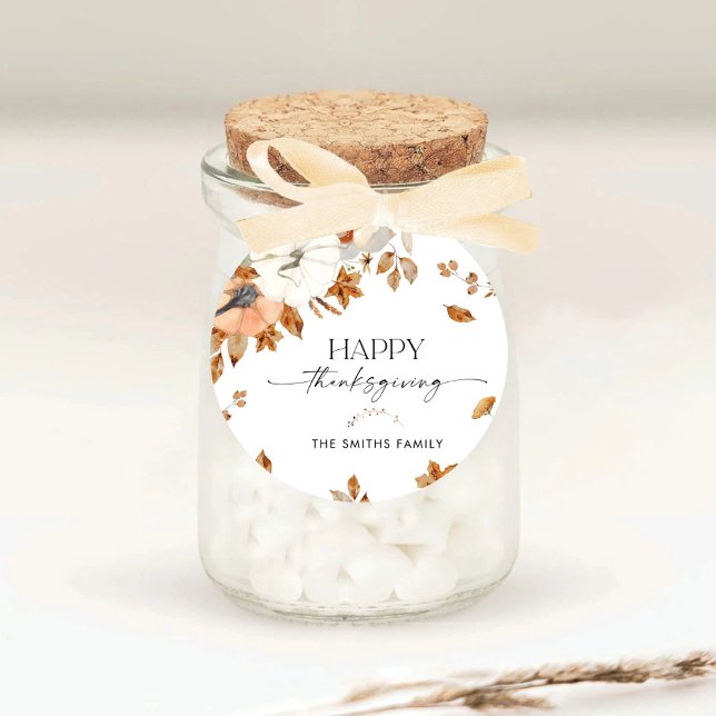 Pegatina Redonda Rustic Pumpkins Thanksgiving Dinner Sticker (Subido por el creador)