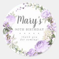 Rustic Purple Floral 90th Birthday Gracias