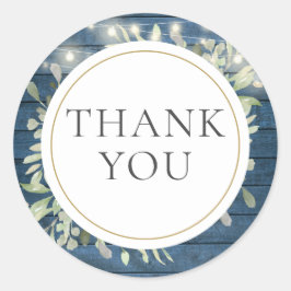 Pegatina Redonda Rustic String ilumina la vegetación Bridal Shower