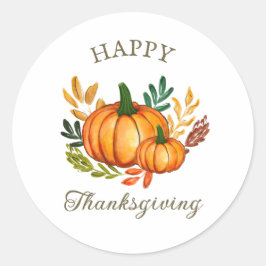 Pegatina Redonda Rustic Thanksgiving Pumpkin Favor Sticker
