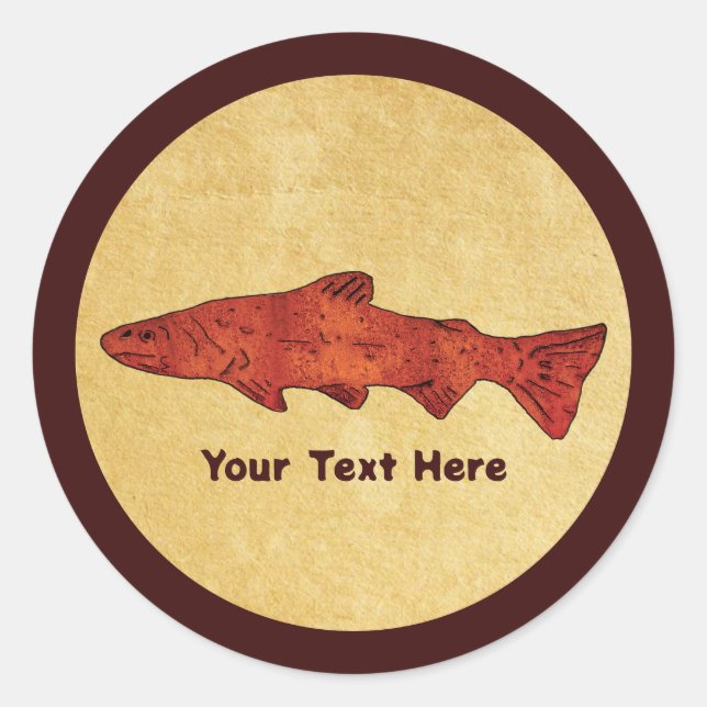 Pegatina Redonda Rustic Trout (Anverso)