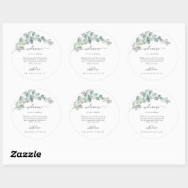 Pegatina Redonda Rustic Watercolor Eucalyptus Greenery Wedding