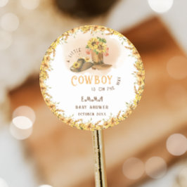 Pegatina Redonda Rustic Wild West Boy Shower