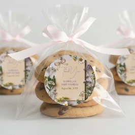 Pegatina Redonda Rustic Wildflower Baby Shower Thank You Favor
