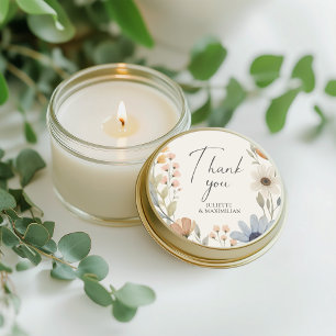 Pegatina Redonda Rustic Wildflower Wreath Gracias Favor De Boda