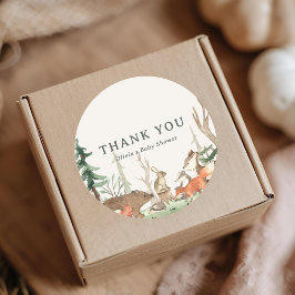 Pegatina Redonda Rustic Winter Woodland Baby Shower Favor