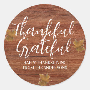 Pegatina Redonda Rustic Wood Agradecimiento Agradecimiento familia
