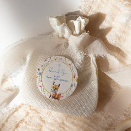 Pegatina Redonda Rustic Woodland Fox Gracias Baby Shower