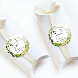 Pegatina Redonda Rustic Woodland Spring Forest Gracias