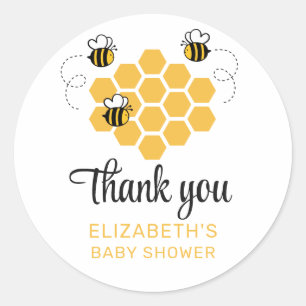 Pegatina Redonda Rústica Abeja Baby Shower Favor Gracias