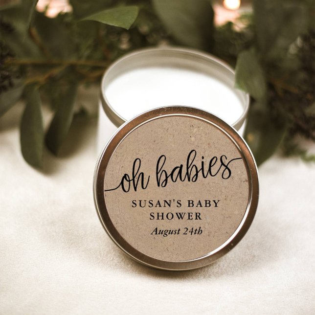 Pegatina Redonda Rústica Baby Shower, Kraft, Oh bebés favorecen la  (Subido por el creador)