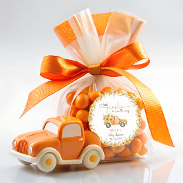 Pegatina Redonda Rústica Calabaza Caída Floral Baby Shower