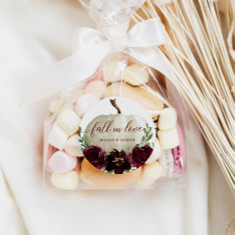 Pegatina Redonda Rústica calabaza de borgoña se enamora