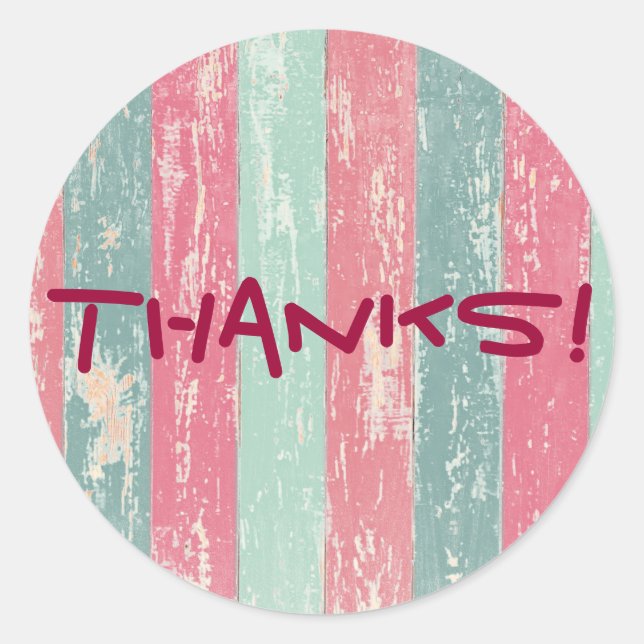 Pegatina Redonda Rústica cerca de madera gracias (Anverso)