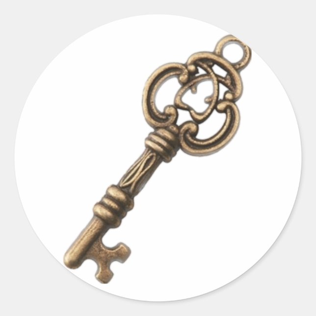 Pegatina Redonda Rústica clave antigua (Anverso)