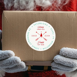 Pegatina Redonda Rústica dirección de regreso de vacaciones de Navi