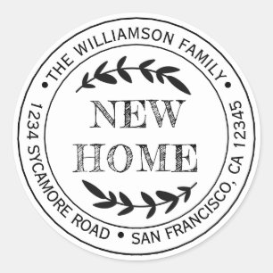 Pegatina Redonda Rústica dirección moderna de regreso a casa