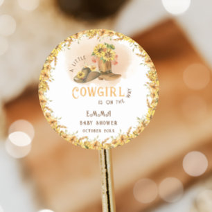 Pegatina Redonda Rústica ducha Chica occidental salvaje