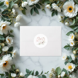 Pegatina Redonda Rústica elegancia Boda del Corazón Geométrico Bron