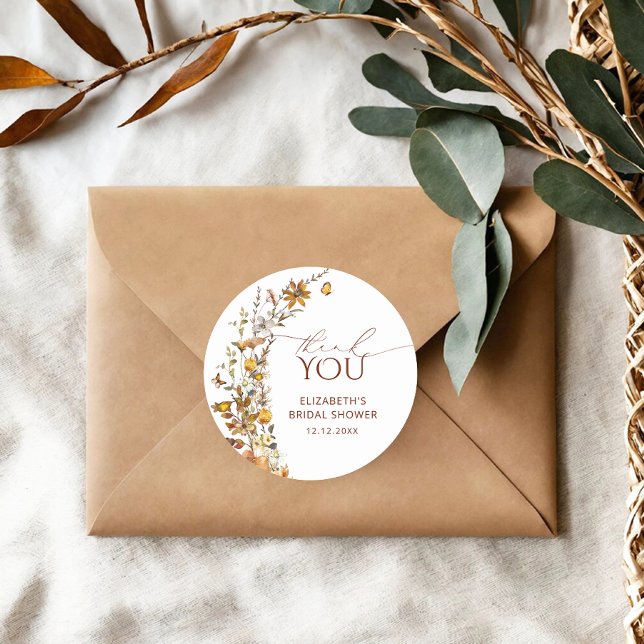 Pegatina Redonda Rústica flor silvestre pradera ducha de novia (Subido por el creador)