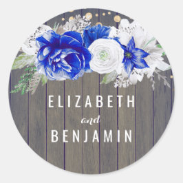 Pegatina Redonda Rústica floral de la marina