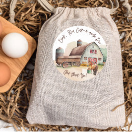 Pegatina Redonda Rústica granja Animal Oink Moo Cumpleaños Gracias