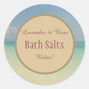 Pegatina Redonda Rústica sal de baño de playa Mason Jar