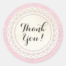 Pegatina Redonda Rústico ambiente rural en Shabby Pink Gracias