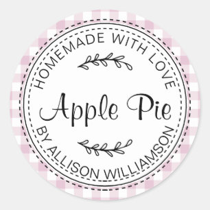 Pegatina Redonda Rústico Apple Pie Purple Check