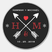 Rústico Boda de flecha de corazón de amor Monogram