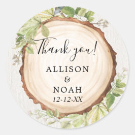 Pegatina Redonda Rústico bosque de bosques al aire libre trozo de m