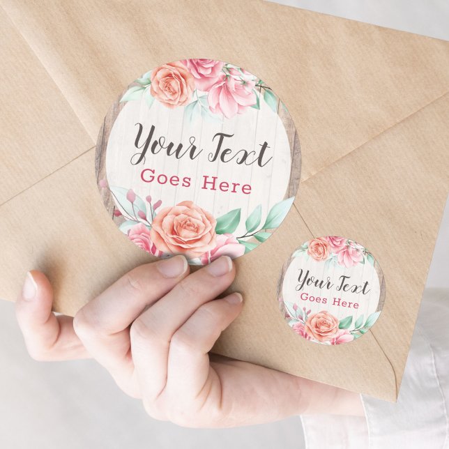 Pegatina Redonda Rústico Campesino De Madera Campo Rosa Floral Bout (Subido por el creador)