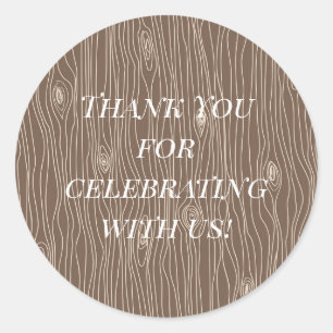 Pegatina Redonda Rústico caprichoso grano de madera bosque forestal