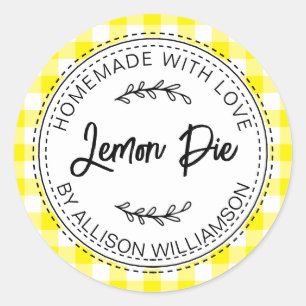 Pegatina Redonda Rústico Casero Horneado Mercancías Lemon Pie Yello