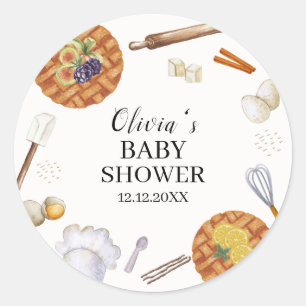 Pegatina Redonda Rústico Cutie Baking Pie Baby Shower