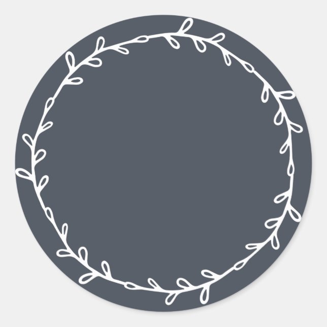 Pegatina Redonda Rústico Escrito a Mano Azul Oscuro Casero (Anverso)